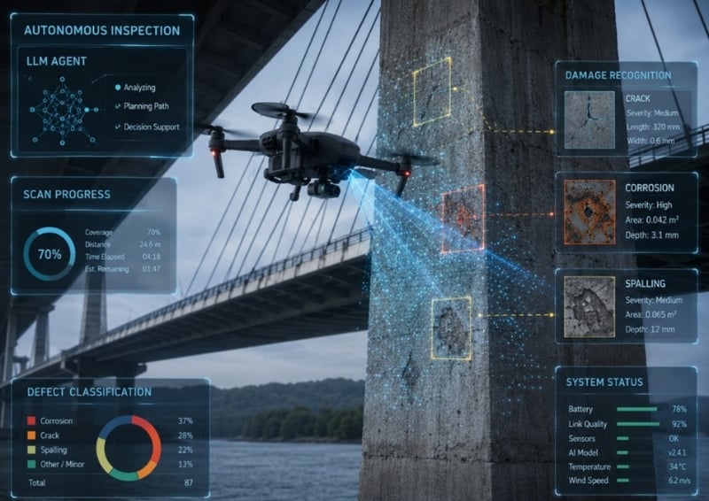 Engineering AI in action, automatically highlighting structural defects during a drone flight. Image credit: Kunyao Li, Xuhui Lin and Jiucai Li