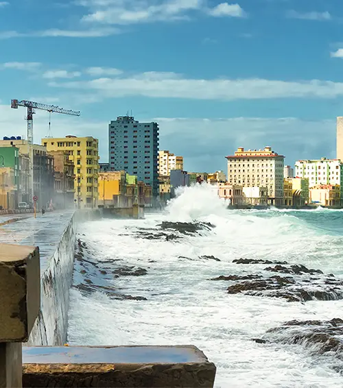 Skyline of Havana during a hurricane.