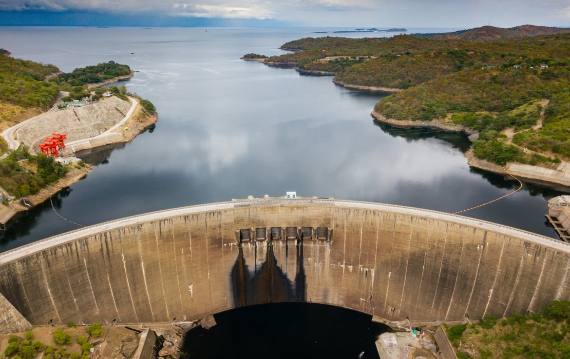 aerial view of kariba dam