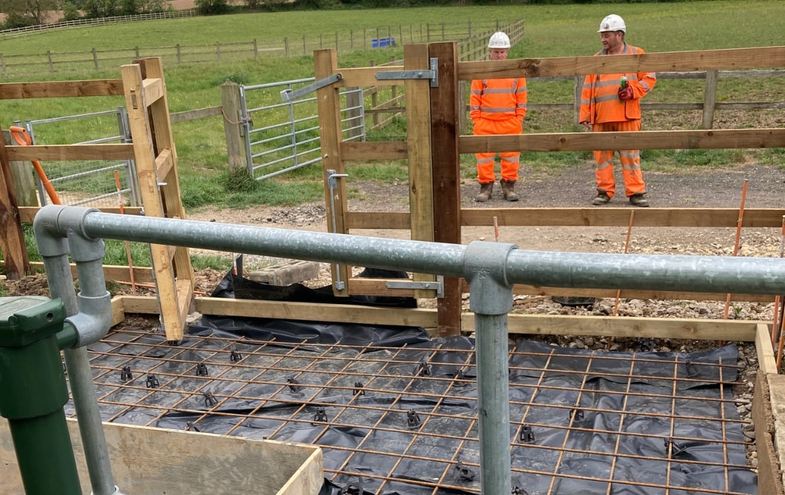 preparing for new concrete slab on screen