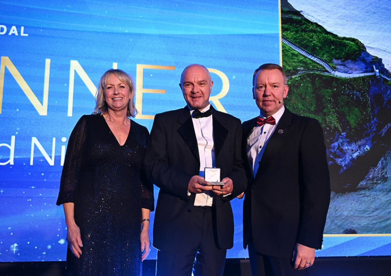 L-R: Wendy Blundell (ICE NI Committee chair), Richard Nicholl (National Trust) and David Porter (ICE President). Image credit: Michael Cooper Photography