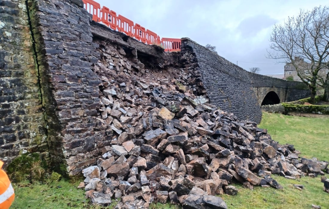 collapsed retaining wall
