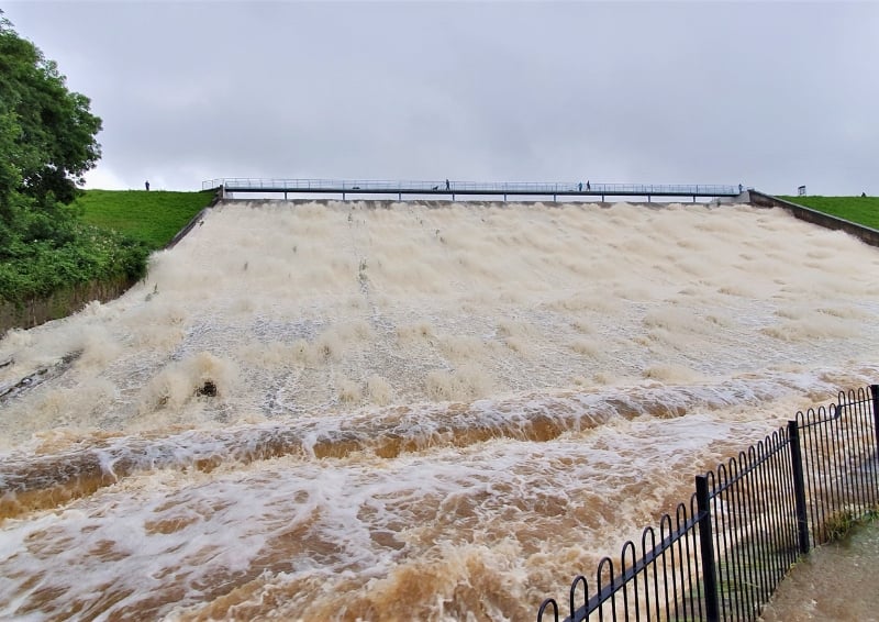 Toddbrook Reservoir at full capacity after heavy rain on 31 July 2019. Image credit: Shutterstock
