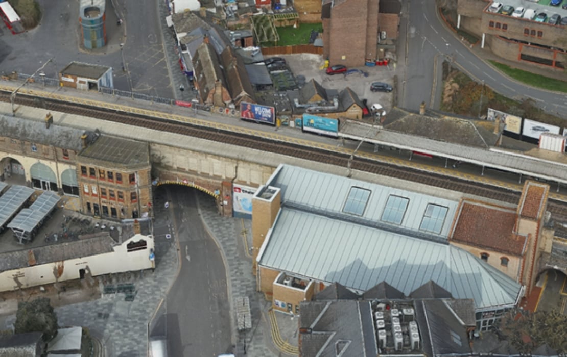 aerial view of station