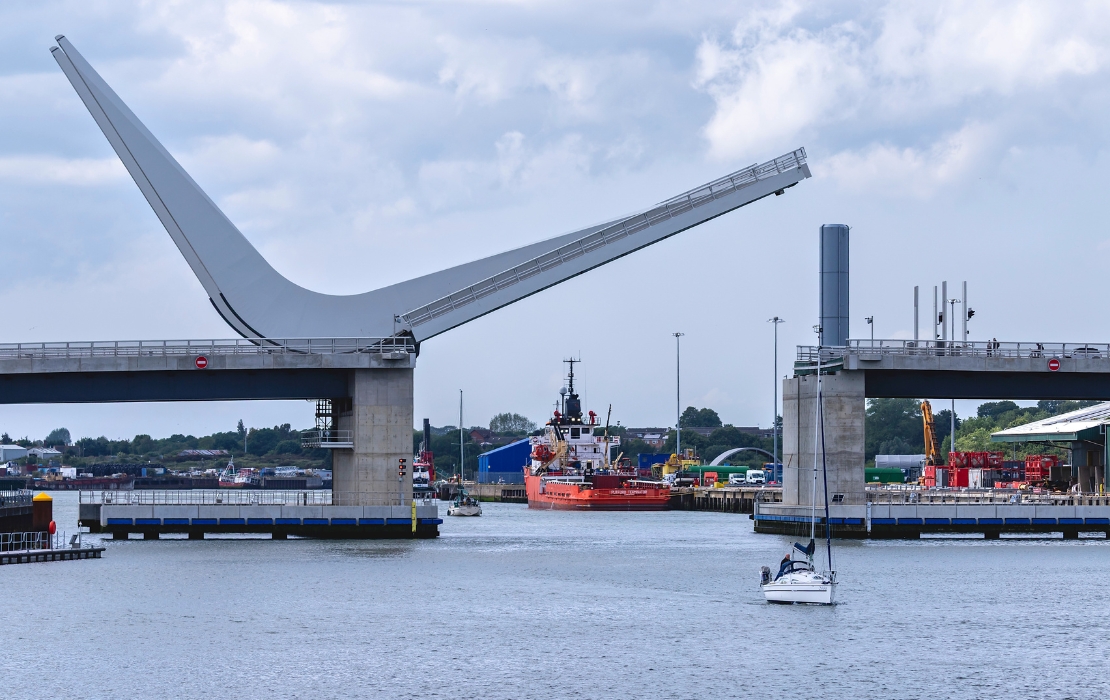 lifted gull wing bridge