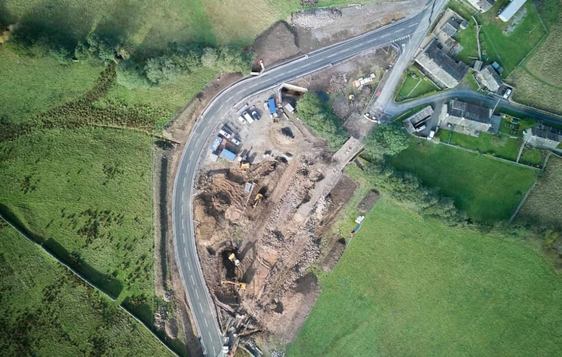 drone shot of temporary bypass